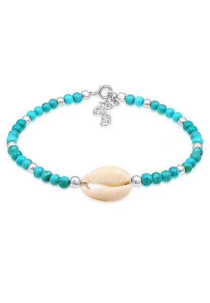 Nenalina Armband "Türkis Perlen und Kauri Muschel Strand 925 Silber" günstig online kaufen