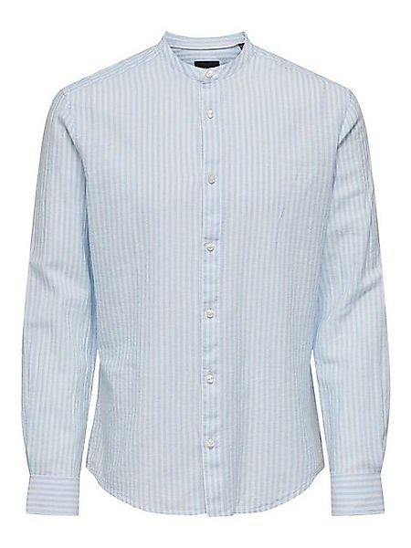 ONLY & SONS Langarmhemd Leichtes Leinen Langarm Slim Fit ONSCAIDEN LS MAO S günstig online kaufen