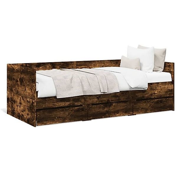 vidaXL Bett, Tagesbett mit Schubladen Räuchereiche 100x200 cm Holzwerkstoff günstig online kaufen