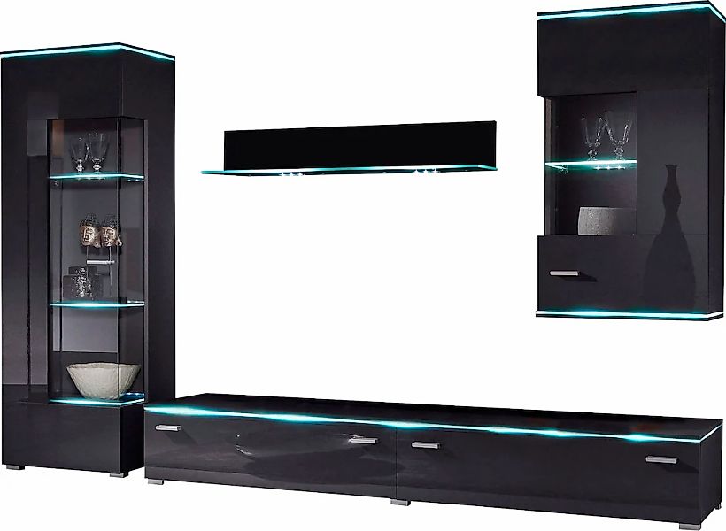 Höltkemeyer Wohnwand "Happy" Set besteht aus 1 Standvitrine, 1 Hängevitrine günstig online kaufen