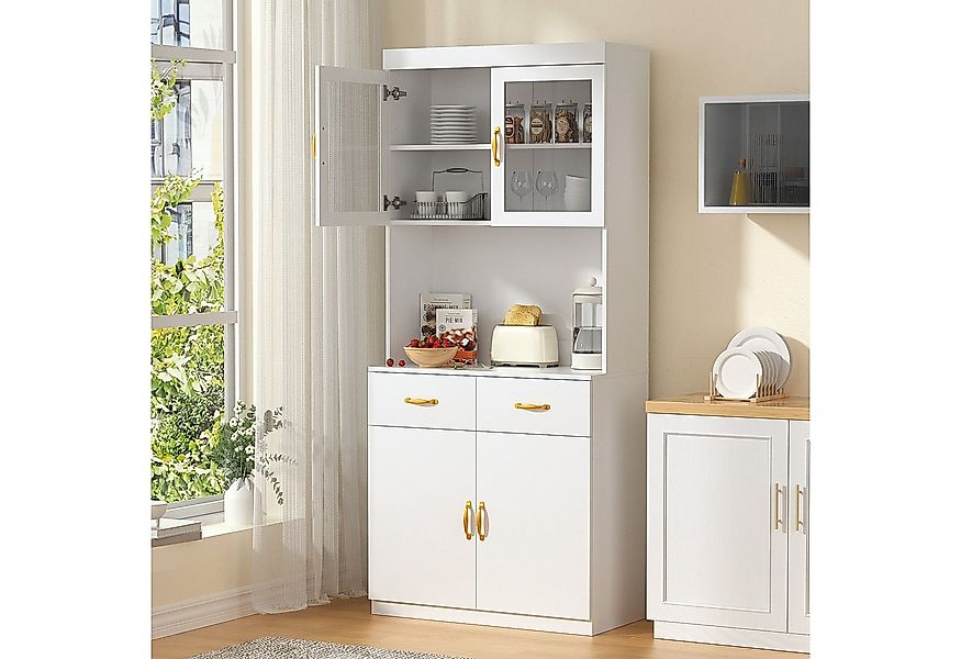 VOWNER Küchenbuffet mit Arbeitsplatte, 4 Schränken, Verstellbaren Ablagen 8 günstig online kaufen