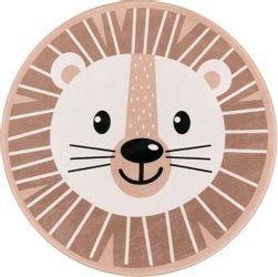 Paco Home Kinderteppich "Chicos 556" rund 2 mm Höhe Flachgewebe, Motiv Löwe günstig online kaufen