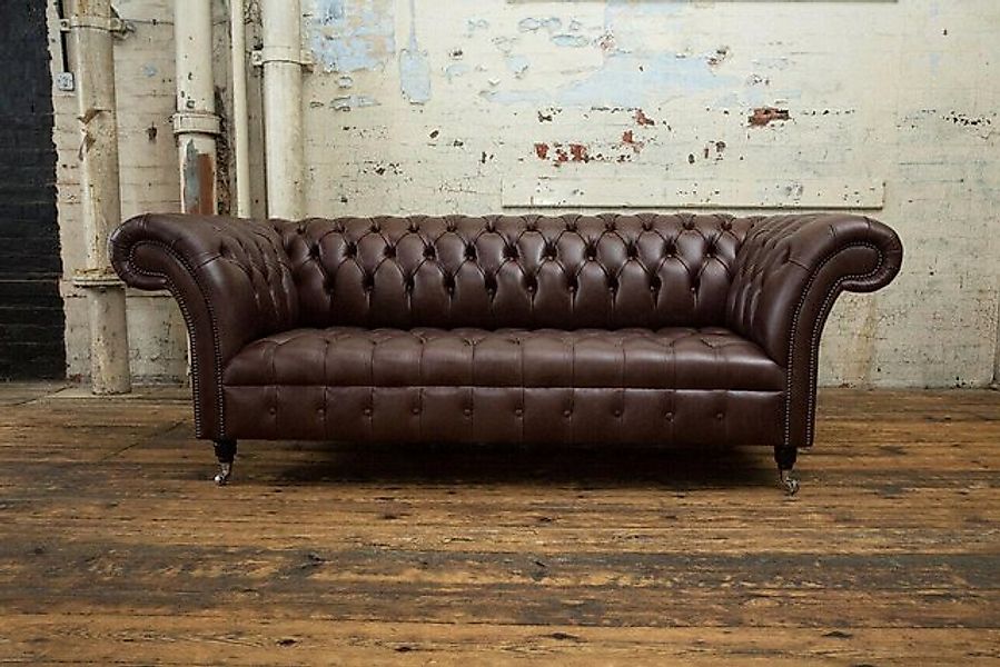 Xlmoebel 3-Sitzer Design Chesterfield Sofa in Braun mit Leder Wohnzimmer, 1 günstig online kaufen