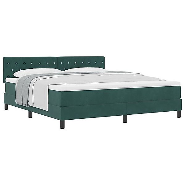 vidaXL Bett Boxspringbett mit Matratze Dunkelgrün Samt (1-tlg) günstig online kaufen