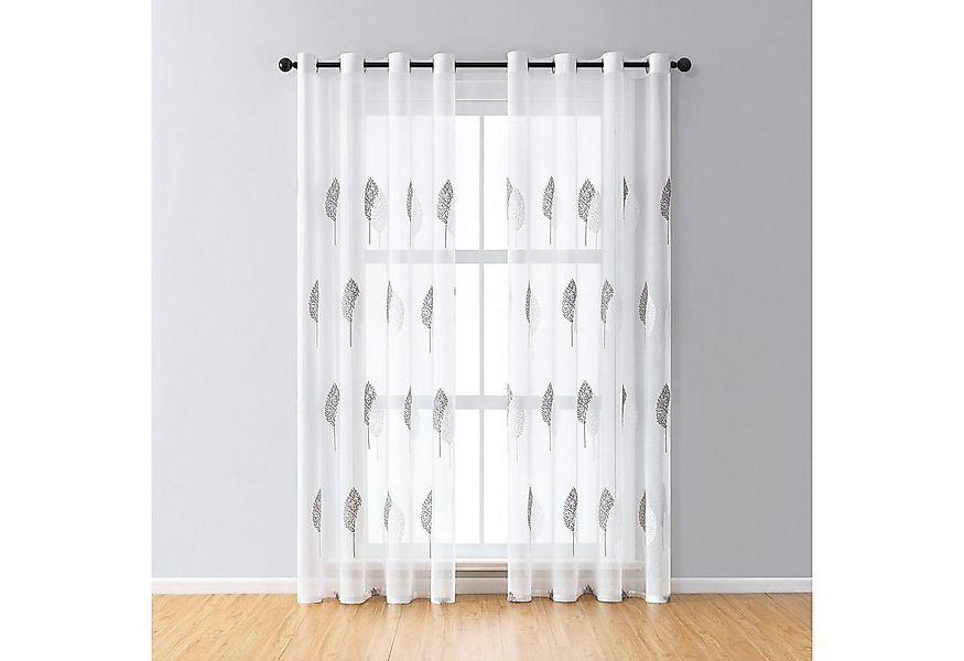 Jibenhome Vorhang Voile Vorhang mit Ösen (2 St), halbtransparent, Laub günstig online kaufen