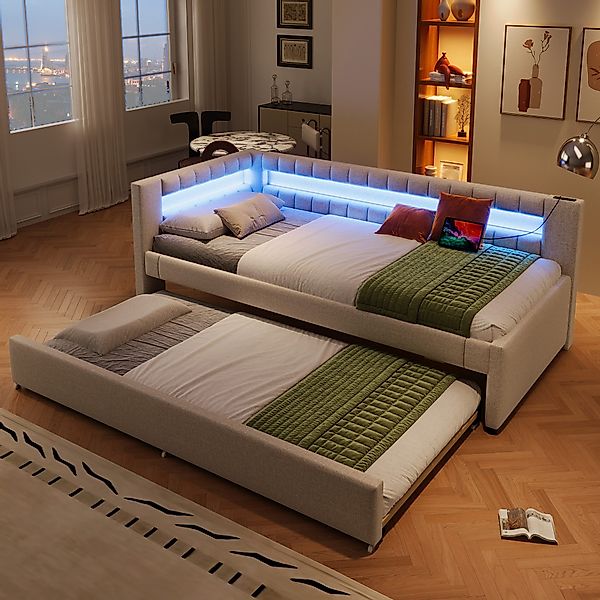 Flieks Daybett, LED Polsterbett 90x200cm mit günstig online kaufen
