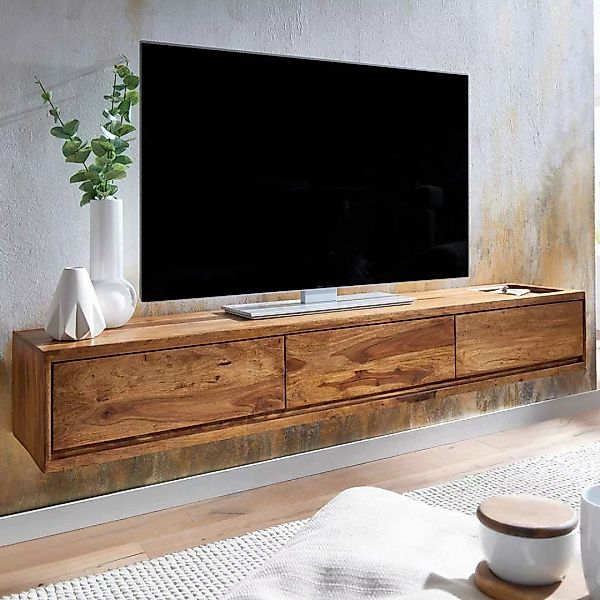 Hängendes Lowboard aus Sheesham Massivholz 160 cm breit günstig online kaufen