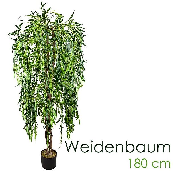 Kunstbaum Weide Weidenbaum Kunstbaum Künstliche Pflanze mit Echtholz 180 cm günstig online kaufen