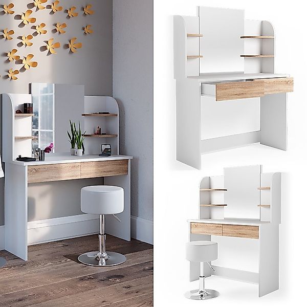 Vicco Schminktisch Charlotte, Weiß/Sonoma, 108 cm günstig online kaufen