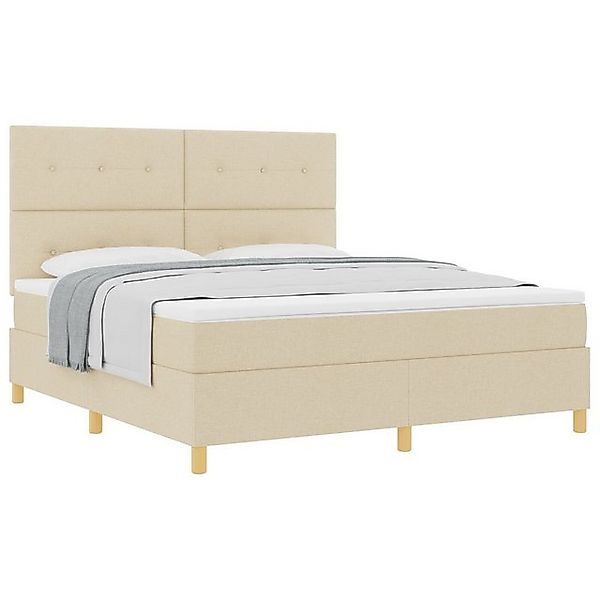 vidaXL Bett Boxspringbett mit Matratze Creme Stoff (1-tlg) günstig online kaufen
