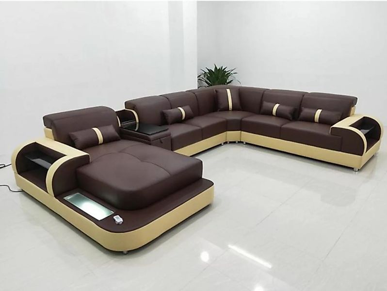JVmoebel Ecksofa, Ledersofa Design Sofa U Form Wohnlandschaft Couch Polster günstig online kaufen