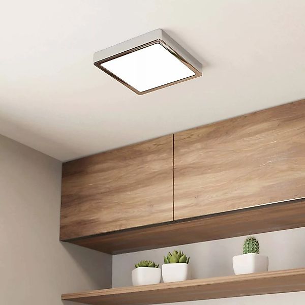 LED-Deckenlampe Fueva 5 IP44 3000K chrom 21x21cm günstig online kaufen