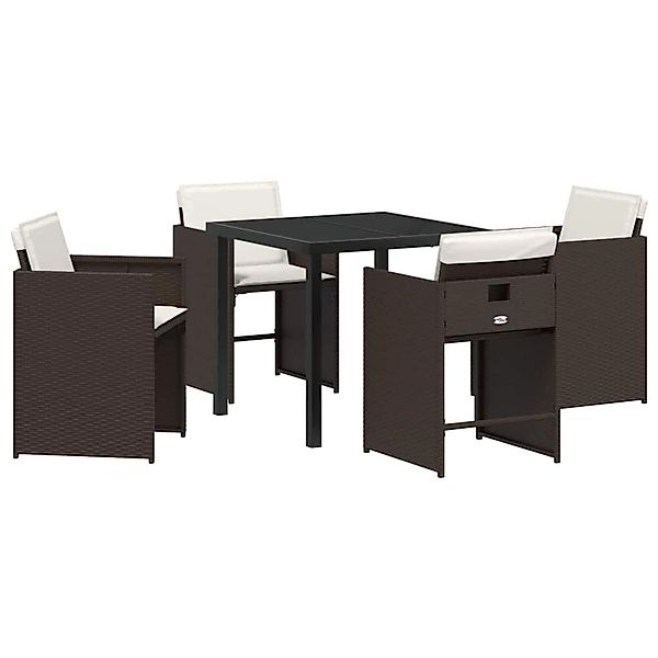 vidaXL 5-Teiliges Garten-Esszimmermöbel-Set mit Kissen in Braun aus Poly Ra günstig online kaufen