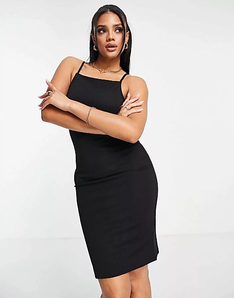 NA-KD – Figurbetontes Jersey-Kleid in Schwarz mit tiefem Rückenausschnitt günstig online kaufen