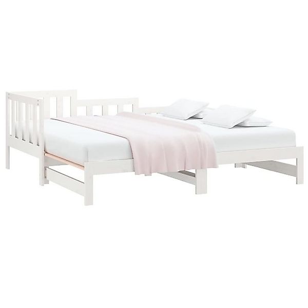 furnicato Bett Tagesbett Ausziehbar Weiß 2x(80x200) cm Massivholz Kiefer (1 günstig online kaufen