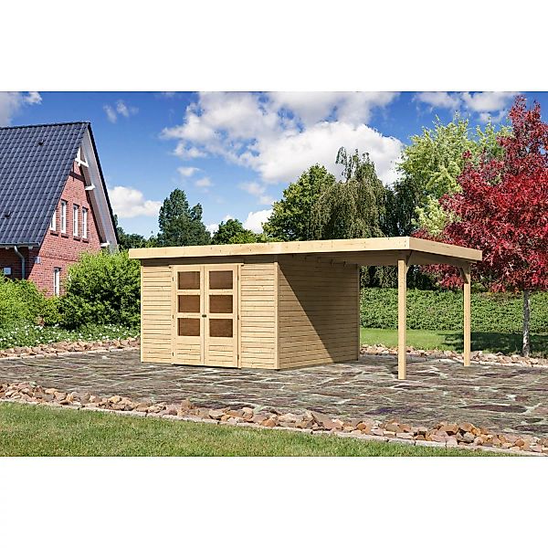Karibu Holz-Gartenhaus Boras Flachdach Unbehandelt 298 cm x 302 cm günstig online kaufen