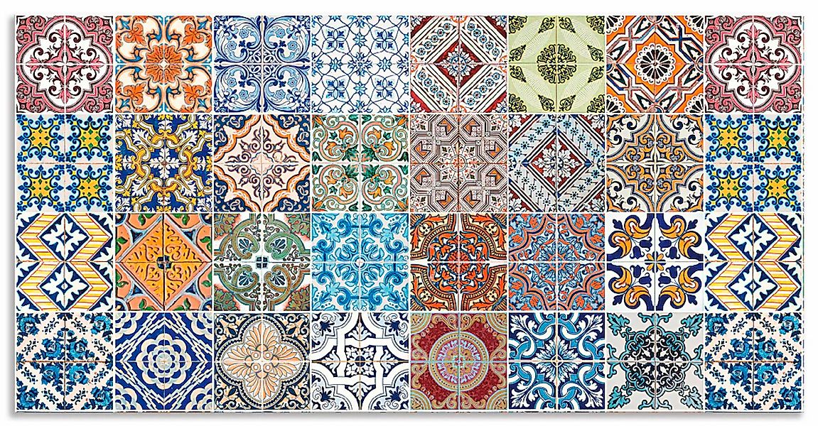 Artland Küchenrückwand "Gemusterte Keramikfliesen" Alu Spritzschutz mit Kle günstig online kaufen