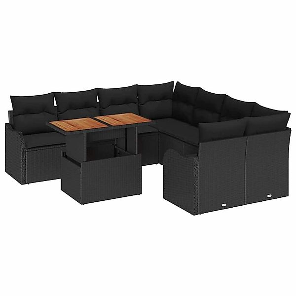 vidaXL Garten-Sofa-Set mit Speicher 9-Tlg Schwarz Poly Rattan 3358179 günstig online kaufen
