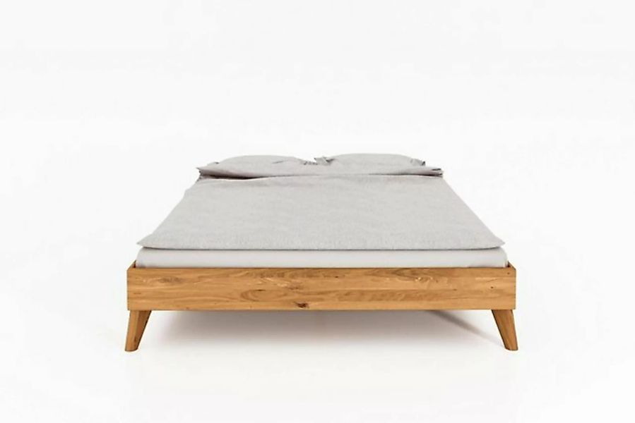 Natur24 Bett Bett Gerg 3 Wildeiche massiv 180x200cm ohne Kopfteil mit Holzb günstig online kaufen