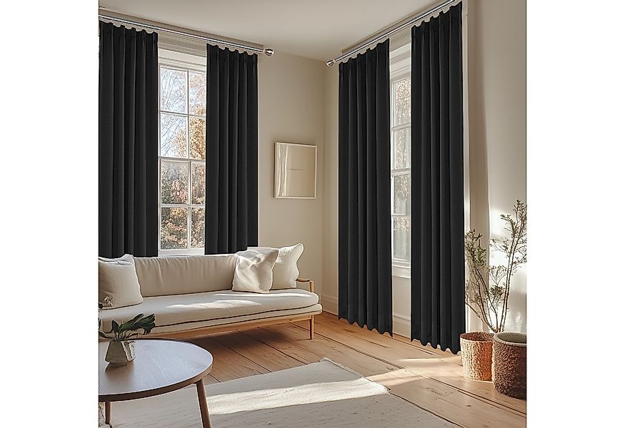 Deconovo Verdunkelungsvorhang Gardinen mit Kräuselband Blickdicht Vorhänge günstig online kaufen