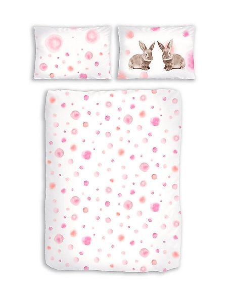 DOBNIG Babybettwäsche Biber Bettwäsche 2tlg. 100/135 cm Häschen rosa Punkte günstig online kaufen