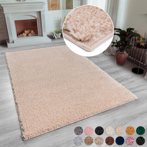 my home Hochflor-Teppich "Shaggy 30" rechteckig 30 mm Höhe Teppich, Uni Far günstig online kaufen
