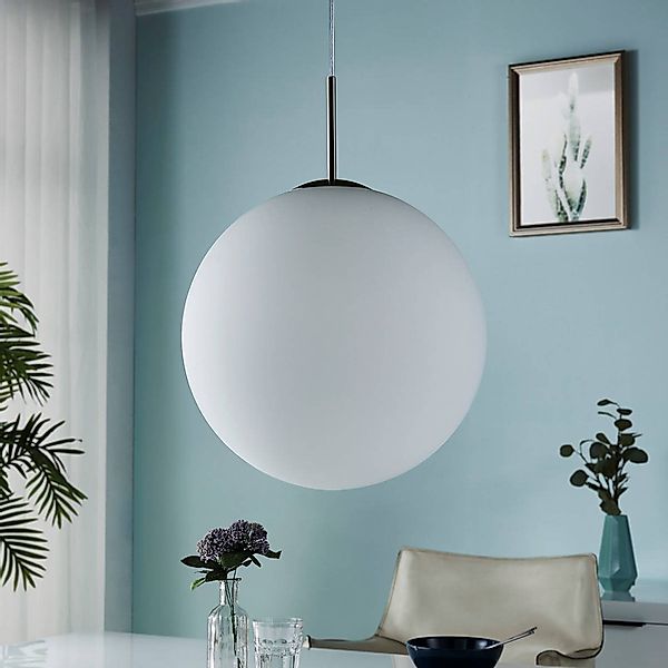 Lindby Hängeleuchte Marike, Ø 40 cm, weiß, Glas, Kugel, E27 günstig online kaufen