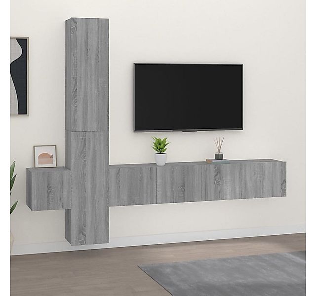 vidaXL Schrankmodule 5-tlg. TV-Schrank-Set Grau Sonoma Holzwerkstoff günstig online kaufen