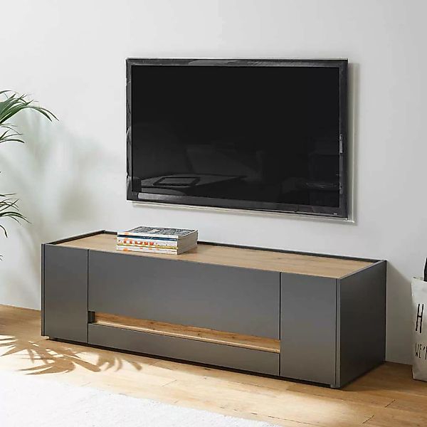 TV Lowboard in Anthrazit und Wildeiche Optik 140 cm breit günstig online kaufen