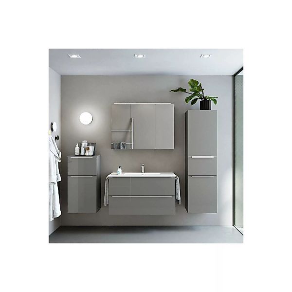 Badmöbel Komplett Set mit Spiegelschrank, 1 Handtuchhalter, Griffleisten ed günstig online kaufen