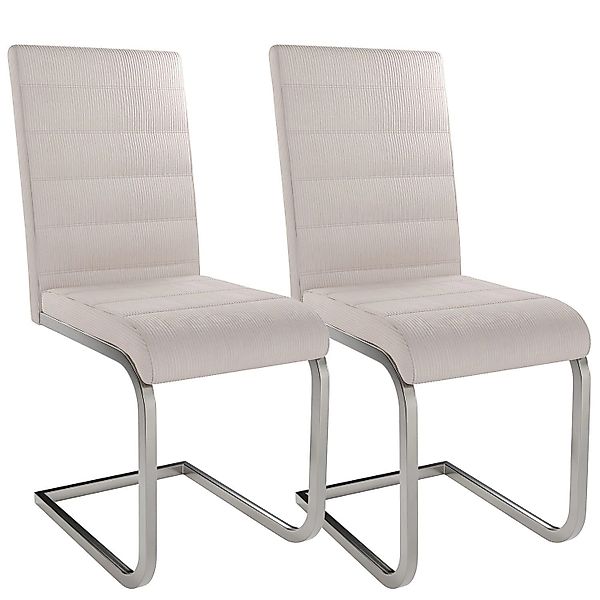 Juskys Freischwinger Stuhl Vegas 2er Set Cord Beige günstig online kaufen