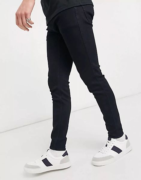 Hollister – Supereng geschnittene Jeans in überfärbter, schwarzer Rinse-Was günstig online kaufen