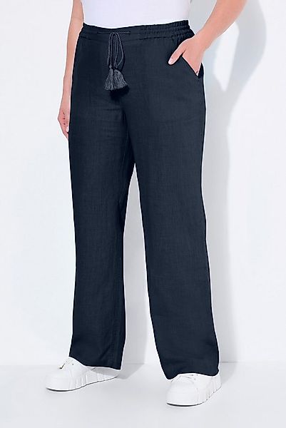 Ulla Popken Funktionshose Leinenhose Mary Elastikbund weites gerades Bein günstig online kaufen
