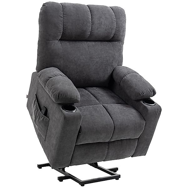 HOMCOM Sessel mit Aufstehhilfe Polyester Metall Dunkelgrau 91L x 95B x 109H günstig online kaufen