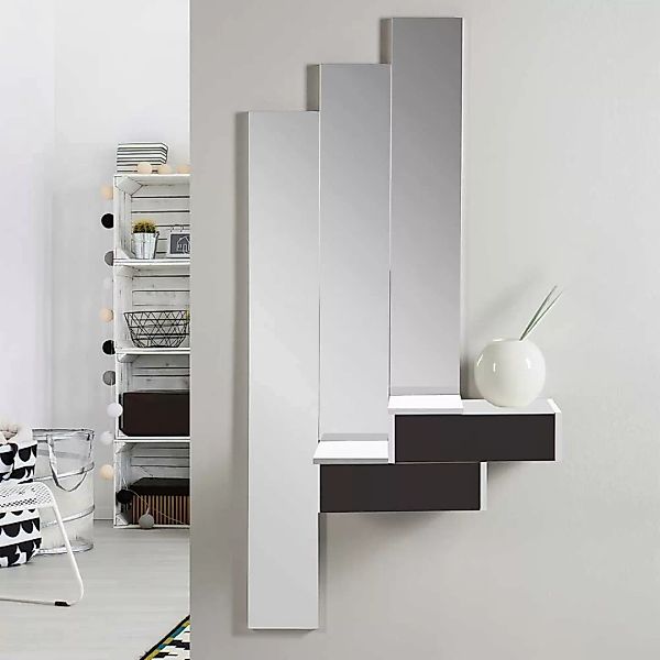 Wandkonsole und Spiegel in Schwarzgrau und Weiß Hochglanz modern (vierteili günstig online kaufen