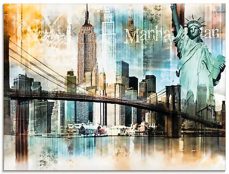 Artland Glasbild »New York Skyline Abstrakte Collage II« Amerika 1 Stk. tlg günstig online kaufen