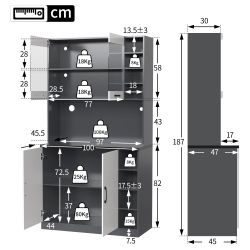 Ulife Küchenbuffet Küchenschrank, Buffet mit LED-Ambiente-Beleuchtung günstig online kaufen