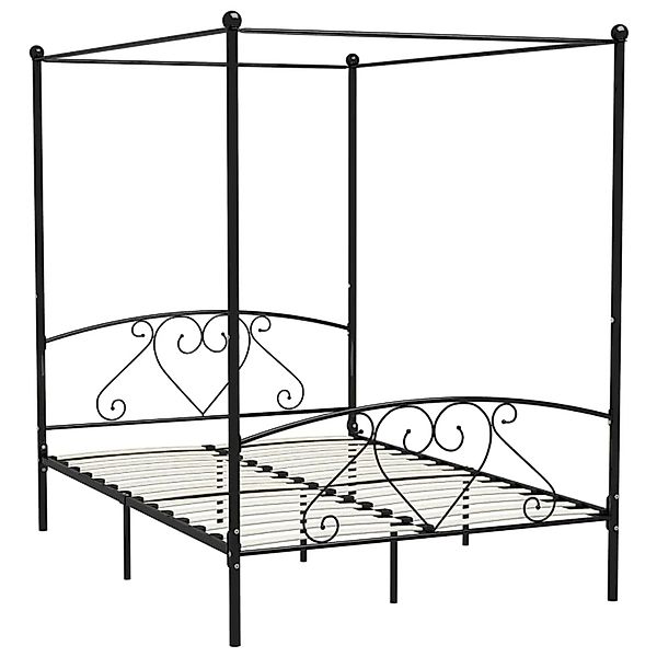 vidaXL Himmelbett, Baldachin Bett-Gestell Schwarz Metall 160 x 200 cm günstig online kaufen