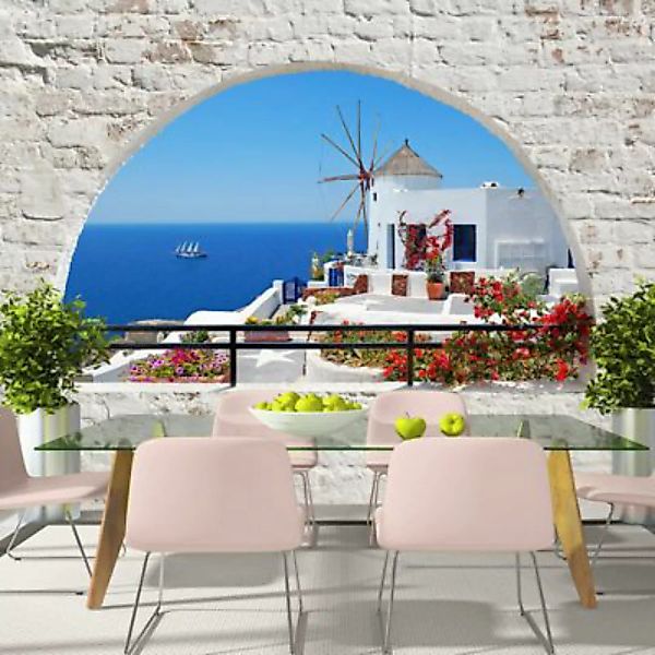 artgeist Fototapete Summer in Santorini mehrfarbig Gr. 300 x 210 günstig online kaufen