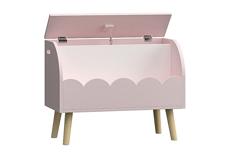 en.casa Spielzeugtruhe, »Vestnes« mit Deckel 60x30x44 cm Cotton Candy / Wei günstig online kaufen