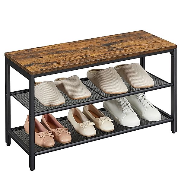 Songmics Schuhbank Dacey 80 x 30 x 44,5 cm Braun-Schwarz günstig online kaufen