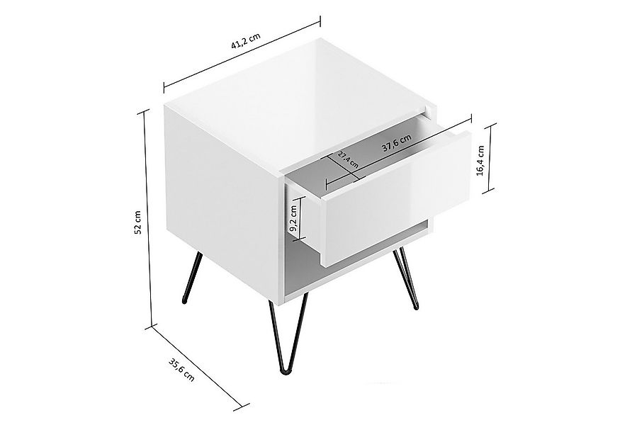 Magnolia Home Nachttisch 2er Set Nachttisch Dion 40cm SoftClose stehend Gra günstig online kaufen