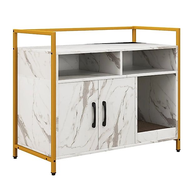 Costway Katzenschrank mit Doppeltüren & Kratzunterlage Weiß günstig online kaufen