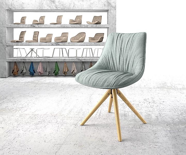 Drehstuhl Elda-Flex Stripes Mint Holzgestell konisch 180° drehbar günstig online kaufen