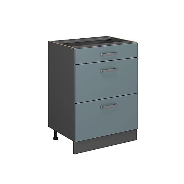 Vicco Küchenunterschrank R-Line Blau-Grau/Anthrazit 60 cm mit Schubladen oh günstig online kaufen