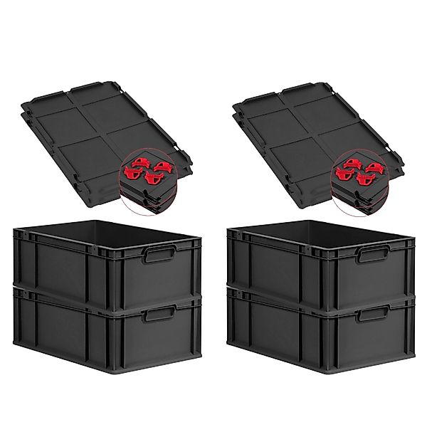 PROREGAL SuperSparSet 4x Eurobox Nextgen Grip Mit Auflagedeckel Und Roten V günstig online kaufen