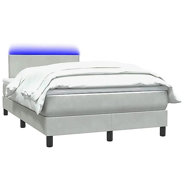 vidaXL Boxspringbett mit Matratze & LED Hellgrau 120x210 cm Samt 3316683 günstig online kaufen
