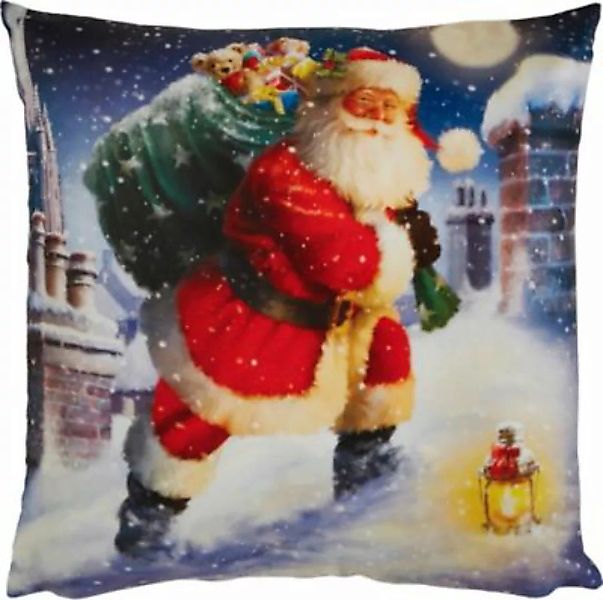 REDBEST "Kissenhülle ""Weihnachtsmann"" Nicky-Velours" blau/rot Gr. 40 x 40 günstig online kaufen