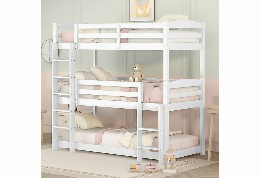 Ulife Bettgestell Kinderbett, Single-Size-Holz-Dreier-Etagenbett, 90X200cm günstig online kaufen