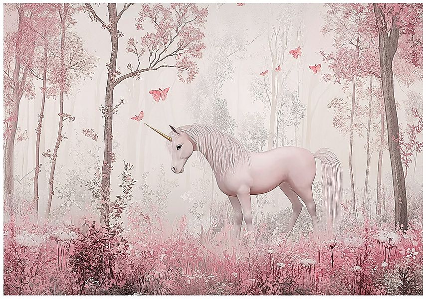 Wallarena Fototapete Kinderzimmer Mädchen Einhorn Rosa Natur Vlies Tapete K günstig online kaufen